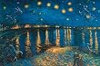 Canvas Print, Night at the Rhone - 36 x 24