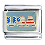Usa Flag Italian Charms Bracelet Link