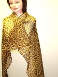 Sc101, Tiger Paw Print Chiffon Scarf 43x43