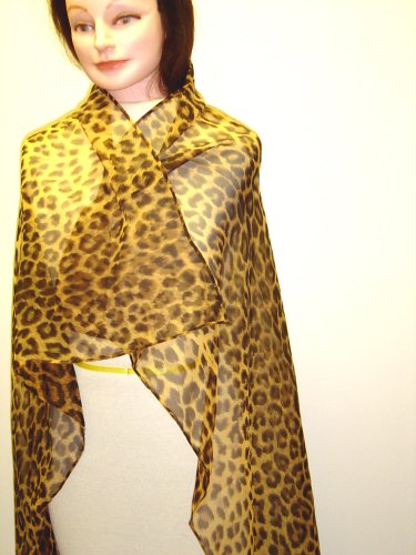 Sc101, Tiger Paw Print Chiffon Scarf 43x43