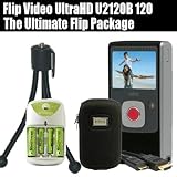 Pure Digital Flip Video UltraHD U2120B 120 Min Digital Camcorder Black With The Ultimate Flip Package Includes Slim Hard Shell Carrying Case + HDMI Cables + AA Battery & Charger Set + Mini Tripod & More!