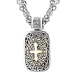 925 Silver Rectangular Celtic-Design Cross Pendant with 18k Gold Accents