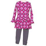 Flapdoodles Toddler Little Girls Gray Floral Print Outfit Girl 2T-6X