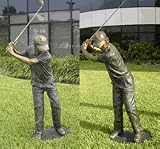 Man Golfing in Mid-Swing Bronze Garden Statue - 74 High