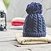 Women's Winter Beanie Warm Fleece Lining - Thick Slouchy Cable Knit Skull Hat Ski Cap(Navy blue)