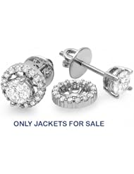0.33 Carat (ctw) Only Jackets 14k White Gold Round Diamond Removable Jackets for Stud Earrings 1/3 CT