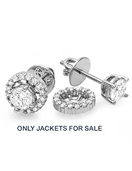 0.25 Carat (ctw) Only Jackets 14k White Gold Round Diamond Removable Jackets for Stud Earrings 1/4 CT
