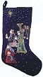 16" Blue Velvet Beaded 3 Wise Men and Star of Bethlehem Christmas Stocking