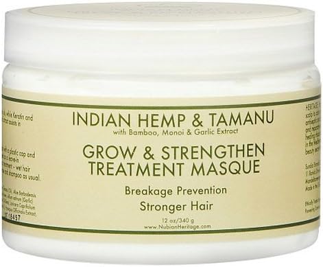 New - Nubian Heritage Hair Masque - Grow and Strengthen Treatment Indian Hemp and Tamanu - 10 oz