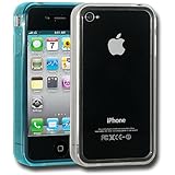 Amzer TPU Signal Booster Wrap Around Case for iPhone 4 - Clear/ Blue (Set o ....