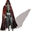 Mittelalter-Cape mit Kapuze, Samt, rot, Größen S - XL