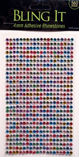 Creative Hobbies® Bling! Adhesive Rhinestones for Crafts, Cell Phones, Decor! 4mm Multi Color 560 Pcs