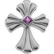 14K White Gold Amethyst Cross Pendant