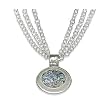 16" Triple Strand Necklace with Oval Ancient Roman Glass and Hammered Edge Pendant
