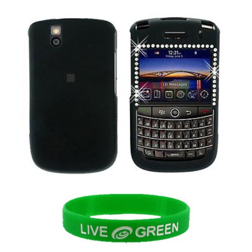 Black with Rhinestones Rubberized Hard Case for RIM BlackBerry Tour 9630 Phone, Verizon Wireless