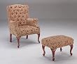 Queen Anne Style Button Tufted Wing Accent Chair w/Ottoman