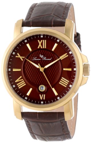 Lucien Piccard Men's LP-12358-YG-04 Cilindro Brown Textured Dial Brown Leather Watch