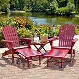 Big Daddy Reclining Adirondack Chair Set with FREE Side Table - Red - LFW026