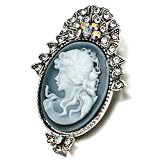 Clear Crystal Oval Gray Beauty Cameo Brooches And Pins Vintage