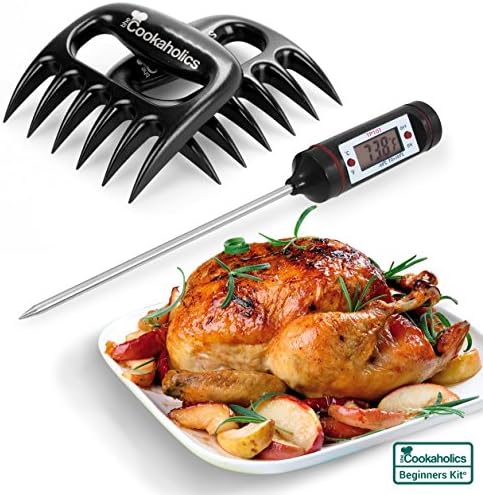 Instant Read Electronic Digital Internal Meat Thermometer with Heat Resistant Bear Claw Meat Shredder for BBQ and Pulled Pork