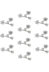 10 Pair Set Tiny Cubic Zirconia Earrings Studs 2 mm 4 prong 0.06 ct/pr in Sterling Silver & 14k Gold