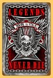 11x17 Legends Never Die Skull Motorcycle Vintage Metal Sign