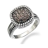 1/2 CT Chocolate CZ Champagne Ring In Sterling Silver (Available in Sizes 5-9)