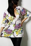 Ed Hardy - Ed Hardy - Women's Allover S/S V-Neck Blouse (White)