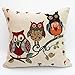 Uniifurn Decorative Square Throw Pillow Cover Pillowcase Cushion Cover 20x20 Inches, Jacquard Cute Owl on Both Sides (Three Owls)