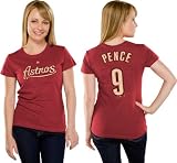 MLB Hunter Pence Houston Astros Women's Short Sleeve Crew Neck Tee (Bright Cardinal Heather, X-Large)