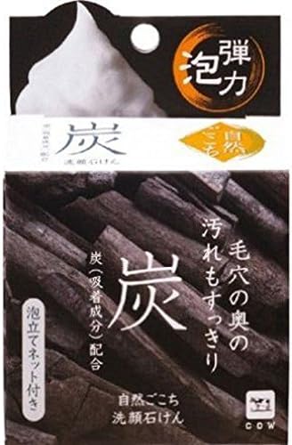 COW BRAND SOAP ?Japan-Natural Charcoal Face Cleansing Soap with Net 80g