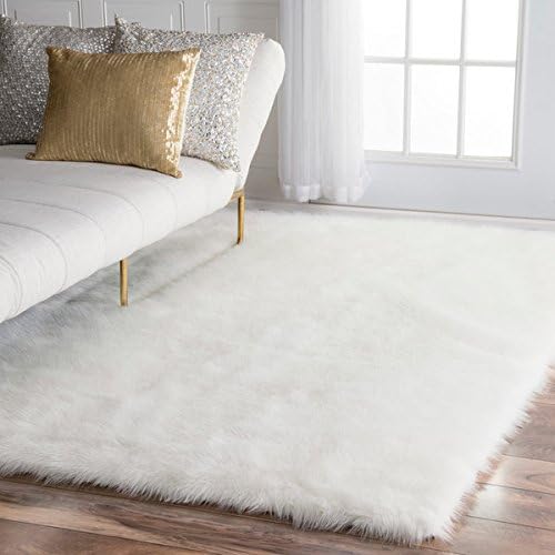 nuLOOM Faux Flokati Sheepskin Solid Soft and Plush Cloud White Shag Rug (7'6 x 9'6)