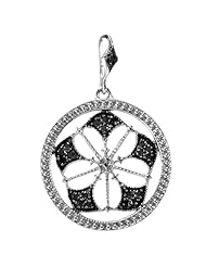 0.15 Carat (ctw) Sterling Silver Round Black Diamond Fancy Antique Look Circle Ladies Pendant
