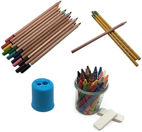 Drawing for Kids Art Supplies Backpack - includes Colored Pencils, Crayons, Drawing Book, Pencil Sharpener, Erasers, and more