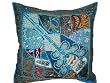 Brandeis Blue Ethnic Indian Sari Beaded Decorative Floor Pillow Cover 24 Inches FREE SHIPP