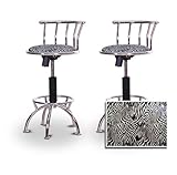 2 24"-29" Zebra Face Animal Print Seat Chrome Adjustable Specialty / Custom ....