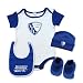 Das Original VfL Bochum Fanset bestehend aus Babybody, M�tze, L�tzchen und 2 Babys�ckchen in den 
typischen Vereinsfarben.