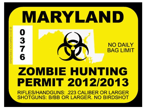 Maryland Zombie Hunting Permit 2012 (Bumper Sticker)