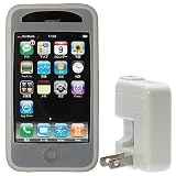 Rix SoftBank iPhone 3G用 なめらかシルクタッチ シリコンケース 液晶保護フィルム+USB-ACアダプタ付属 スモークホワイト RX-IPSPHOSW/ACの画像