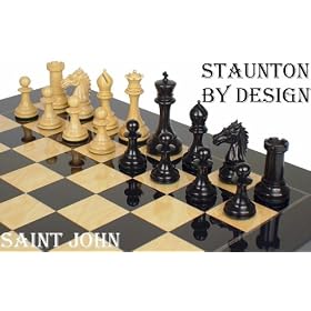 Saint John Staunton Chess Set in Ebony and Boxwood - 4.4 King by thechessstore