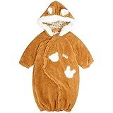 ベビー あったか カバーオール 前開き シープボア 新生児 中綿入り 秋冬 ブラウン 50-70cm