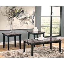 Big Sale Contemporary Faux Marble Occasional Accent Table Set Coffee End