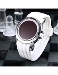 Youyoupifa Dark Red Dial White Silicone Watchband Touch Screen Fashion LED Watch£¨Men£©