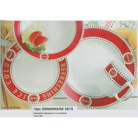 16pc Auth. Coca-Cola Coke Banner Dinnerware Set by visiondecor Furniture