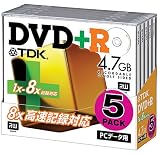 TDK  DVD+Rデータ用  1~8倍速対応ワイドプリンタブル 10mm厚ケース入り5枚パック [DVD+R47X5K]の画像