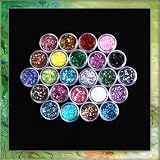 24X Mixcolor Glitter Powder Dust Nail Art Tip Decoration B0320