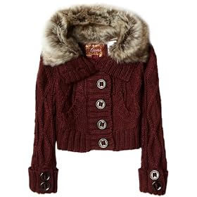 Guess Girls 2-6x Cropped Sweater With Fur Trim