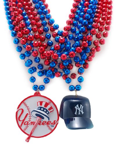 MLB New York Yankees Team Medallion, Mini-Helmet and Mardi-Gras Bead Set