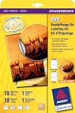 Avery Zweckform 6508 DVD Beschriftungsset mit Zentrierhilfe und DesignPro�Software: 10 Blatt DVD Sicherheitsetiketten 10 Blatt DVD Einleger