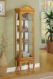 Coaster 950194 Oak Finish Wood Curio Cabinet with Glass Sides And Door